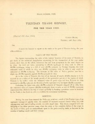 Tientsin trade report