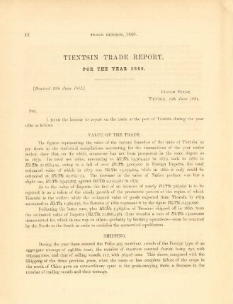 Tientsin trade report