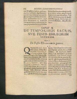Caput X. De Temporibus Sacris, Sive Festis Ebraeorum Veterum.