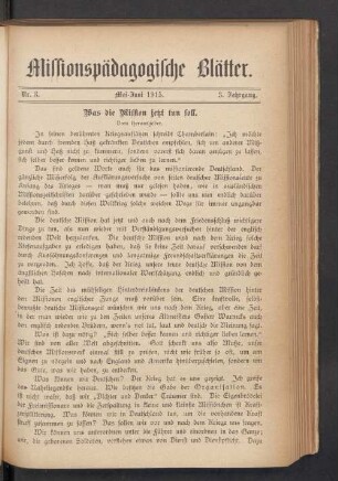 Nr. 3. Mai-Juni 1915. 3. Jahrgang