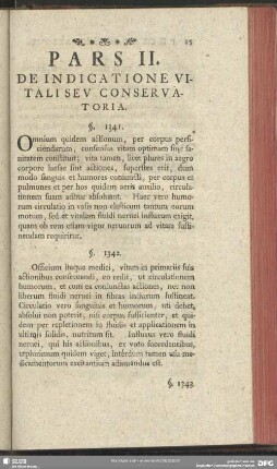 Pars II. De Indicatione Vitali Seu Conservatoria