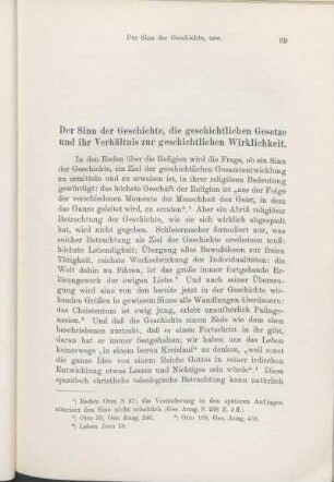 Der Sinn der Geschichte, die geschichtlichen Gesetze und ihr Verhältnis zur geschichtlichen Wirklichkeit.