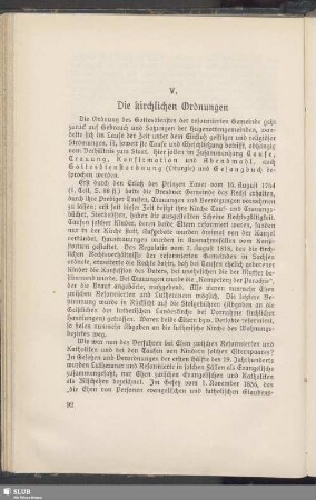 V. Die kirchlichen Ordnungen
