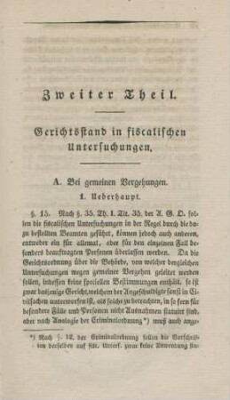 Zweiter Theil. Gerichtsstand in fiscalischen Untersuchungen.