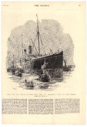 From the old world to the new: The S.S. "Majestic" lying in the Mersey, Drwan by W.L. Willie (A.R.A.)