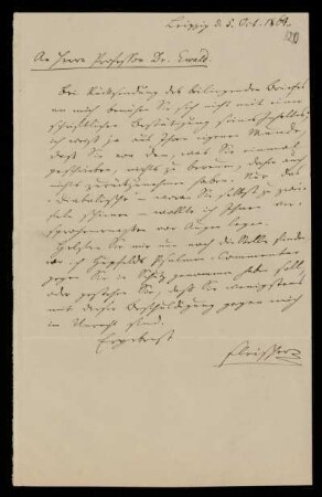 Brief von Heinrich Leberecht Fleischer an Heinrich Ewald. Leipzig, 5.10.1864