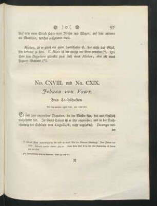 No. CXVIII. und No. CXIX. Johann van Voort. Zwo Landschaften
