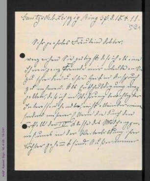 Brief von Luise Birch-Hirschfeld an Helene Lange