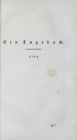 Ein Tagebuch. 1798