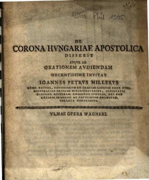 De Corona Hvngariae Apostolica