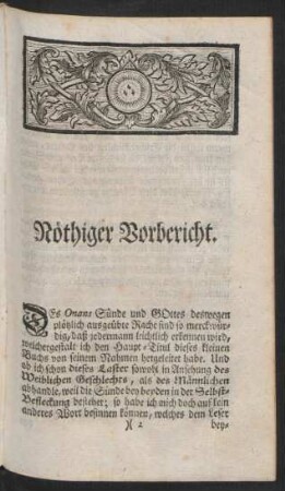Nöthiger Vorbericht