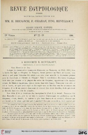 4: À Monsieur E. Revillout, directeur de la Revue Égyptologique