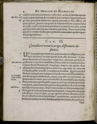 Cap. II. Cancellarii notatio, orgio, differintæ definitio.