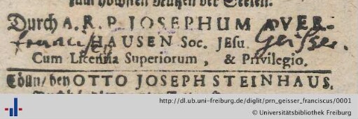 Autogramm (Aus: UB Freiburg, O 620).