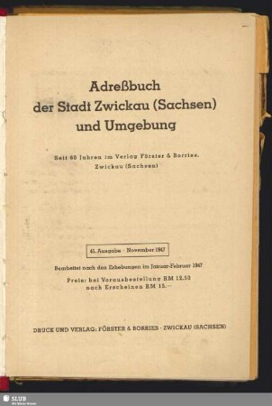 41.1947/48(1947): Adreßbuch der Stadt Zwickau (Sachsen) und Umgebung