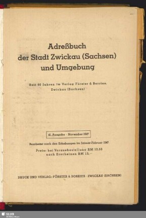 41.1947/48(1947): Adreßbuch der Stadt Zwickau (Sachsen) und Umgebung
