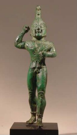Etruskische Statuette eines speerschleudernden Kriegers