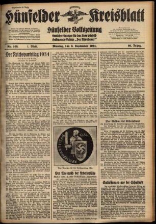 Erste Ausgabe vom Montag, den 03. September 1934.