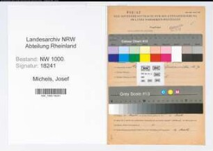 Entnazifizierung Josef Michels, geb. 20.06.1887 (Gaertner)