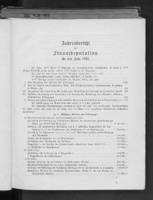 Jahresbericht der Finanzdeputation für das Jahr 1914.