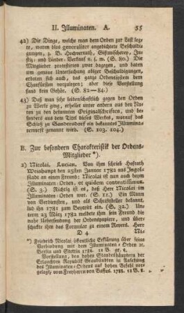 B. Zur besondern Charakteristik der Ordens-Mitglieder.