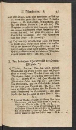 B. Zur besondern Charakteristik der Ordens-Mitglieder.