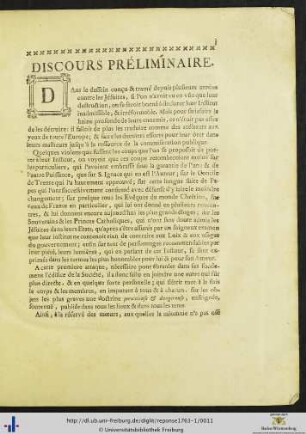 Discours Préliminaire