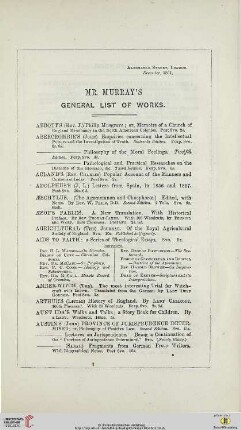 Mr. Murray´s general list of works
