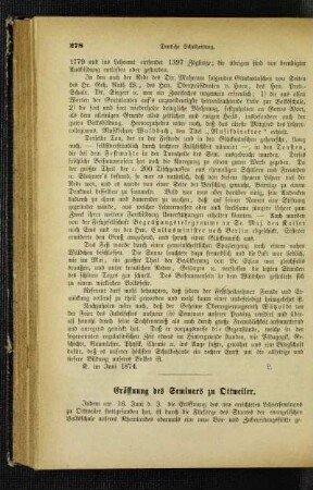 Eröffnung des Seminars zu Ottweiler