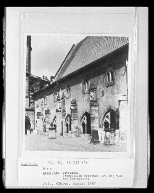 Magdeburg, Dom St. Mauritius und St. Katharina, Außenaufnahme, Kreuzgang : Kreuzgang, Ostflügel, vom Kreuzgarten gesehen
