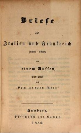Briefe aus Italien und Frankreich : (1848 - 1849)