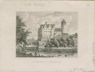 Ansicht vom Schloss Zschopau, Stahlstich, 1840 : Schloss zu Zschopau. - Stuttgart , [1840]. - 1 Kunstbl. : Stahlstich ; 10 x 7 cm