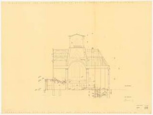 Genezarethkirche, Berlin-Neukölln Wiederaufbau und Innenausbau: Längsschnitt 1:100