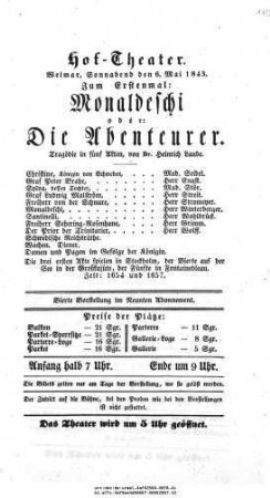 Monaldeschi, oder: Die Abenteurer