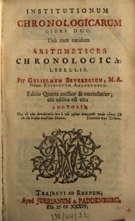 Institutiones chronologicae : libri II.