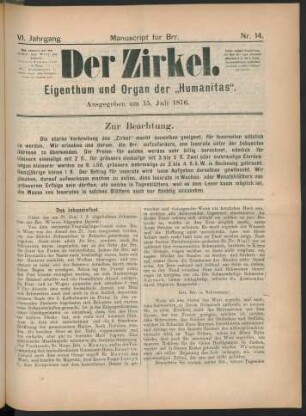 Nr. 14. Ausgegeben am 15. Juli 1876.