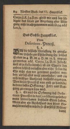 Das Sechste Hauptstück. Vom Desertions-Proceß