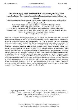 When readers pay attention to the left: A concurrent eyetracking-fMRI investigation on the neuronal correlates of regressive eye movements during reading