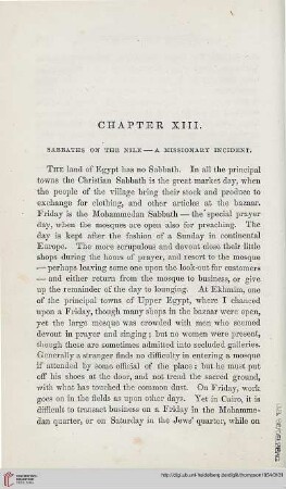 Chapter XIII: Sabbaths on the Nile – A missionary incident