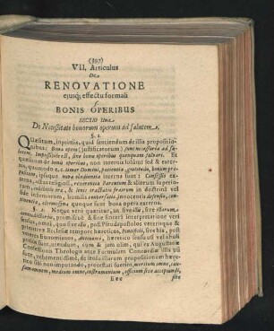 VII. Articulus. De Renovatione eiusque effectu formali s. Bonis Operibus.