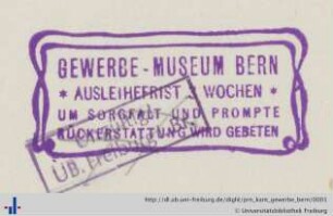 [Provenienz]: Kantonales Gewerbe-Museum Bern