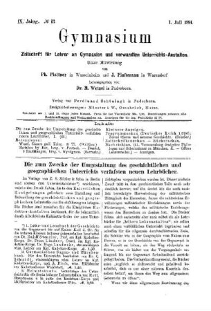 Die zum Zwecke der Umgestaltung des geschichtlichen und geographischen Unterrichts verfaßten neuen Lehrbücher