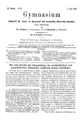 Die zum Zwecke der Umgestaltung des geschichtlichen und geographischen Unterrichts verfaßten neuen Lehrbücher
