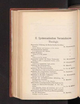 II. Systematisches Verzeichniss.