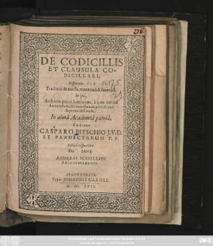 De Codicillis Et Clausula Codicillari, Disputatio III. Tractans de causis, materiali & formali