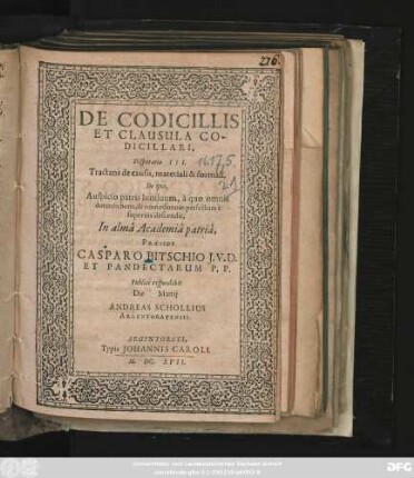De Codicillis Et Clausula Codicillari, Disputatio III. Tractans de causis, materiali & formali