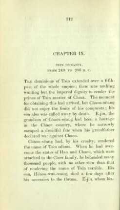 Chapter IX. Tsin dynasty. From 249 to 206 B. C.