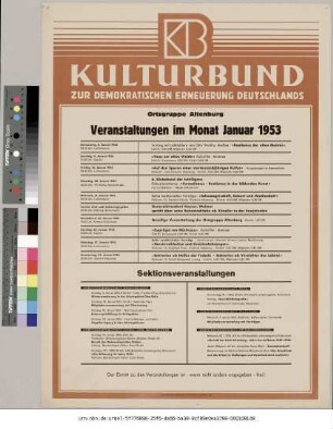 Originaltitel: Veranstaltungen im Monat Januar 1953