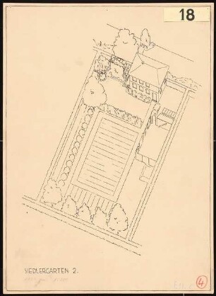 Siedlergarten: Perspektivische Ansicht 1:200