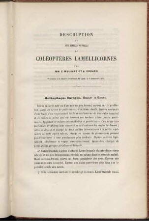 Description Coleopteres Lamellicornes